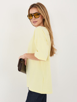 Jasnożółty t-shirt basic z okrągłym dekoltem RUE PARIS