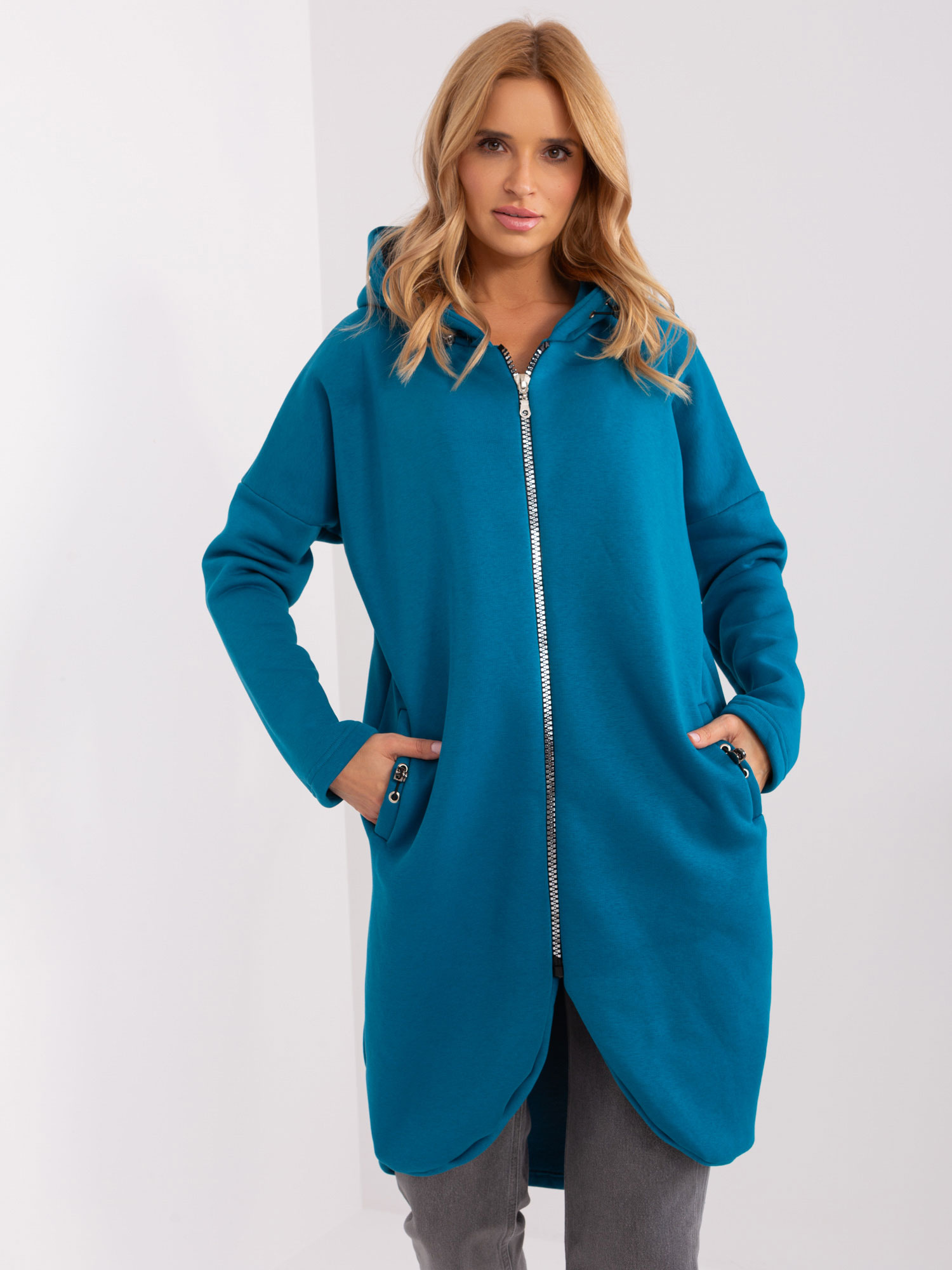 Morska długa bluza basic z kieszeniami Tina RUE PARIS