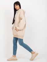 Hurt Beżowa dresowa długa bluza basic o kroju oversize