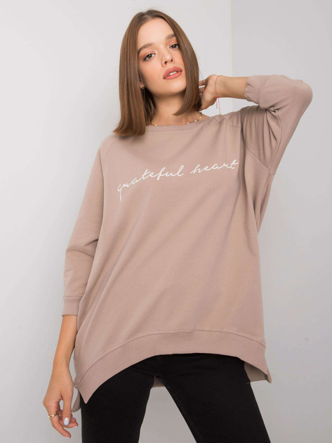 Ciemnobeżowa bluza damska bez kaptura Karissa RUE PARIS