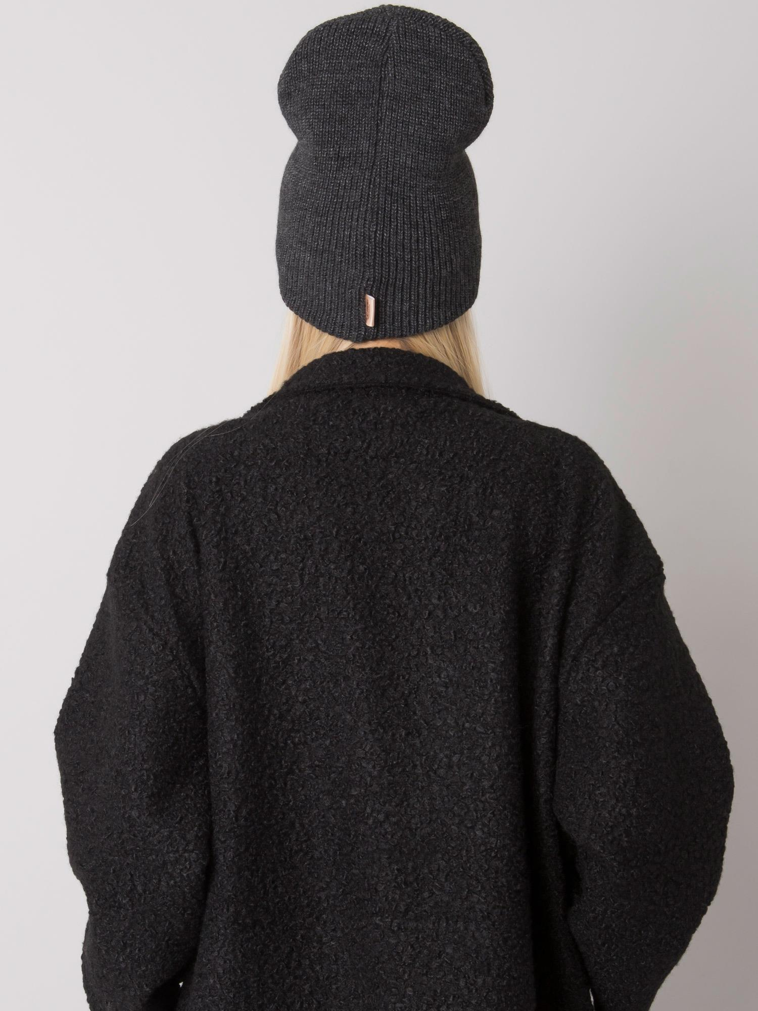 Ciemnoszara dzianinowa czapka beanie RUE PARIS