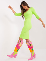 Hurt Jasnozielona dopasowana sukienka w prążek