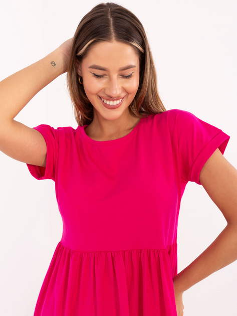 Fuksjowa bawełniana sukienka na lato RUE PARIS