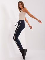 Hurt Granatowe damskie spodnie dresowe z wiązaniem