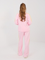 Jasnoróżowe dresowe spodnie z przeszyciami RUE PARIS 