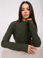 Hurtownia Khaki damski sweter klasyczny we wzory 