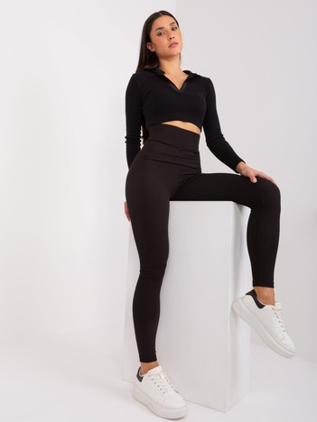 Hurt Czarne legginsy z wysokim stanem RUE PARIS