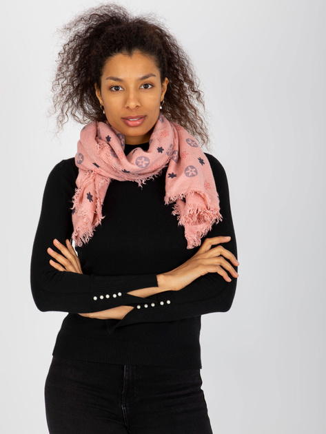 Hurtownia online Brudnoróżowy damski szal z nadrukiem