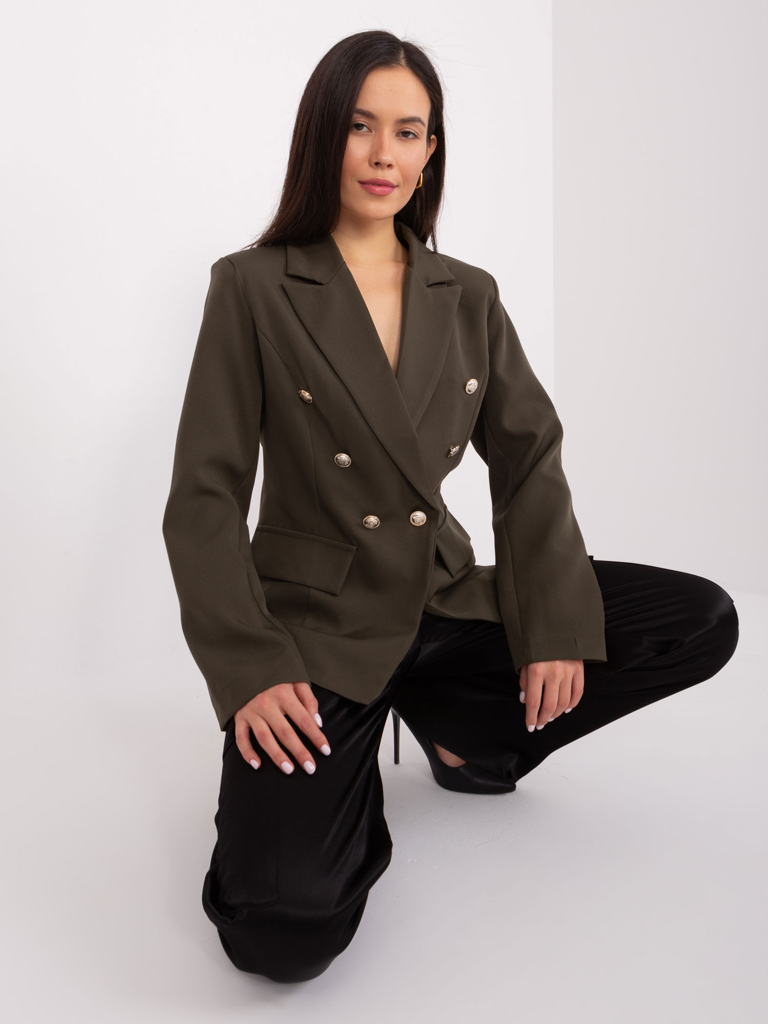 Khaki marynarka z ozdobnymi guzikami OCH BELLA