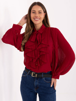 Burgundy elegant shirt with a ruffle.