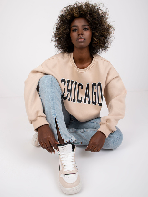 Beżowa bluza dresowa z napisem Madera