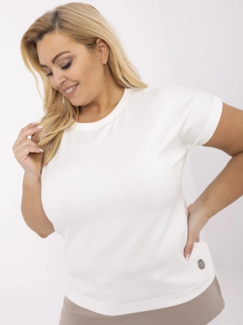 Ecru damska bluzka plus size z rozcięciami
