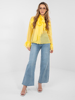 Żółta prześwitująca koszula z kokardą 