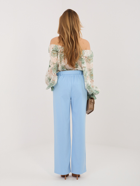 Jasnoniebieskie eleganckie spodnie z paskiem RUE PARIS