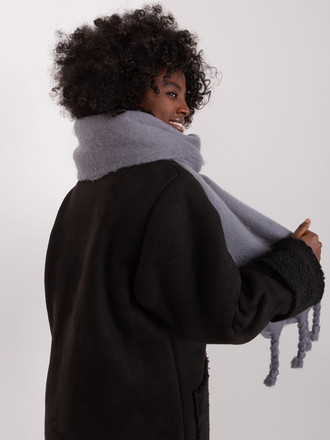 Hurtownia Ciemnoszary damski szal z frędzlami