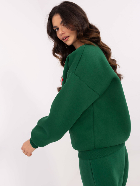 Hurtownia Ciemnozielona bluza bez kaptura z naszywkami