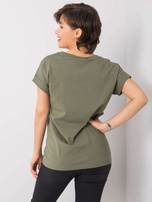 Khaki t-shirt z napisem Saniyah