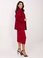 Bordowa elegancka marynarka z zapięciem na guzik