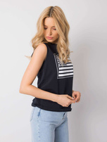 Granatowy top z nadrukiem Petra RUE PARIS