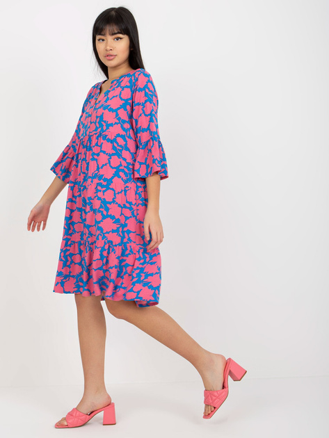 Hurt Turkusowo-różowa oversize sukienka z printami SUBLEVEL