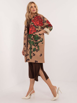 Hurt camel patterned women's coat with application.