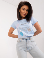 Hurt Jasnoniebieski t-shirt z bawełny BASIC FEEL GOOD