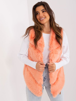 Hurt Brzoskwiniowa asymetryczna kamizelka futrzana