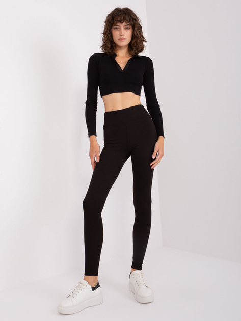 Hurt Czarne legginsy z wysokim stanem RUE PARIS