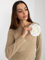 Hurt Złoto-beżowa błyszcząca bluzka wizytowa z topem