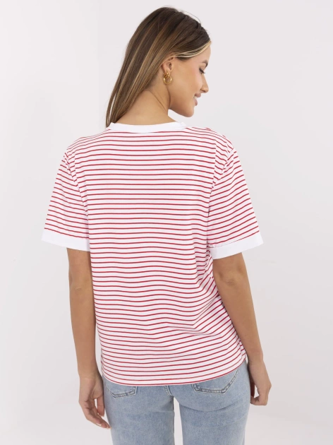 Czerwono-biała letnia bluzka z włoskim motywem