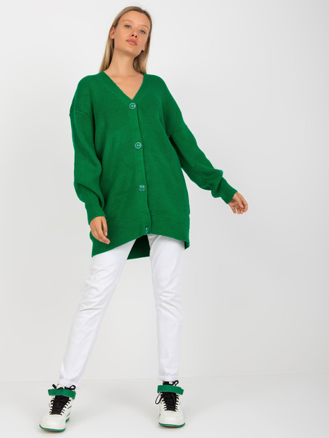 Hurt Zielony sweter rozpinany z ozdobnymi guzikami RUE PARIS