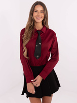 Hurt Bordowa damska koszula ze zdejmowanym krawatem