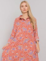 Ceglasta luźna sukienka we wzory Princeton