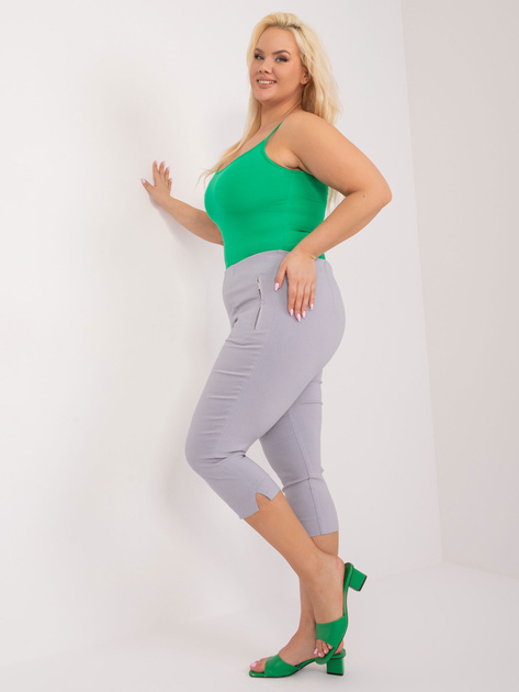Hurt Jasnoszare spodnie 3/4 plus size z rozcięciami