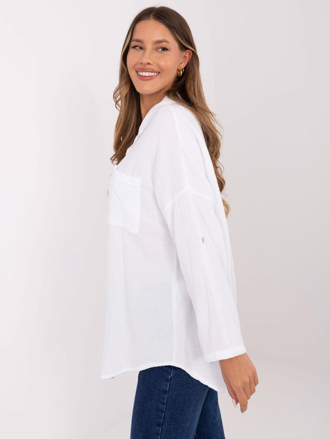 Hurtownia Biała damska koszula oversize z muślinu
