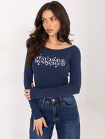 Granatowa damska bluzka z dekoltem w łódkę 