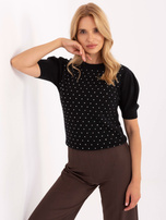 Czarny damski sweter z dżetami