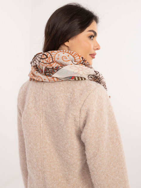 Hurt Ciemnobeżowo-brązowa damska chusta we wzory