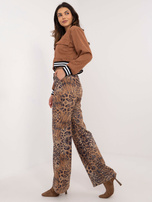 Hurt Camelowe damskie spodnie materiałowe z zwierzęcy print