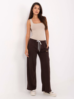 Ciemnobrązowrązowe dresowe spodnie z haftem