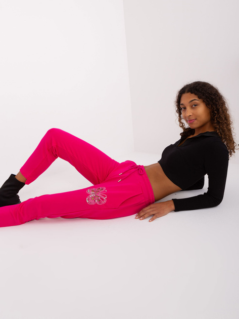 Hurt Fuksjowe damskie spodnie dresowe z dżetami