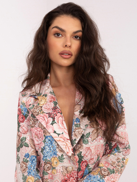 Różowa jednorzędowa marynarka z printem