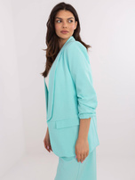 Hurt Miętowa damska marynarka z imitacją kieszeni 