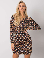 Czarna sukienka welurowa we wzory Montilla