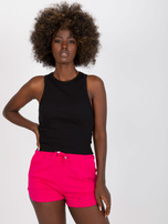 Czarny prążkowany top basic bez rękawów