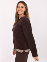 Czekoladowa damska bluza z okrągłym dekoltem 