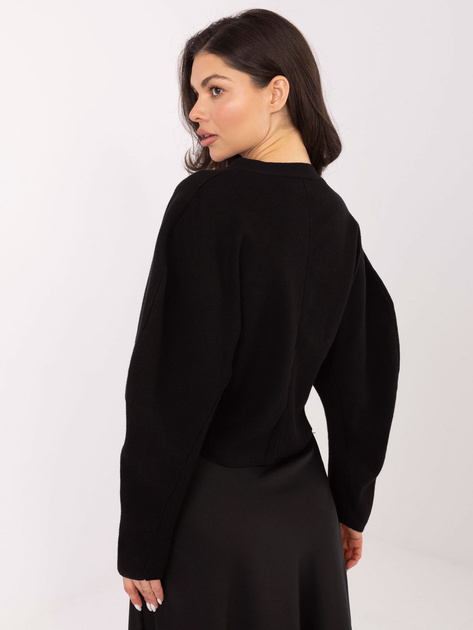 Czarny elegancki sweter z bufiastym rękawem