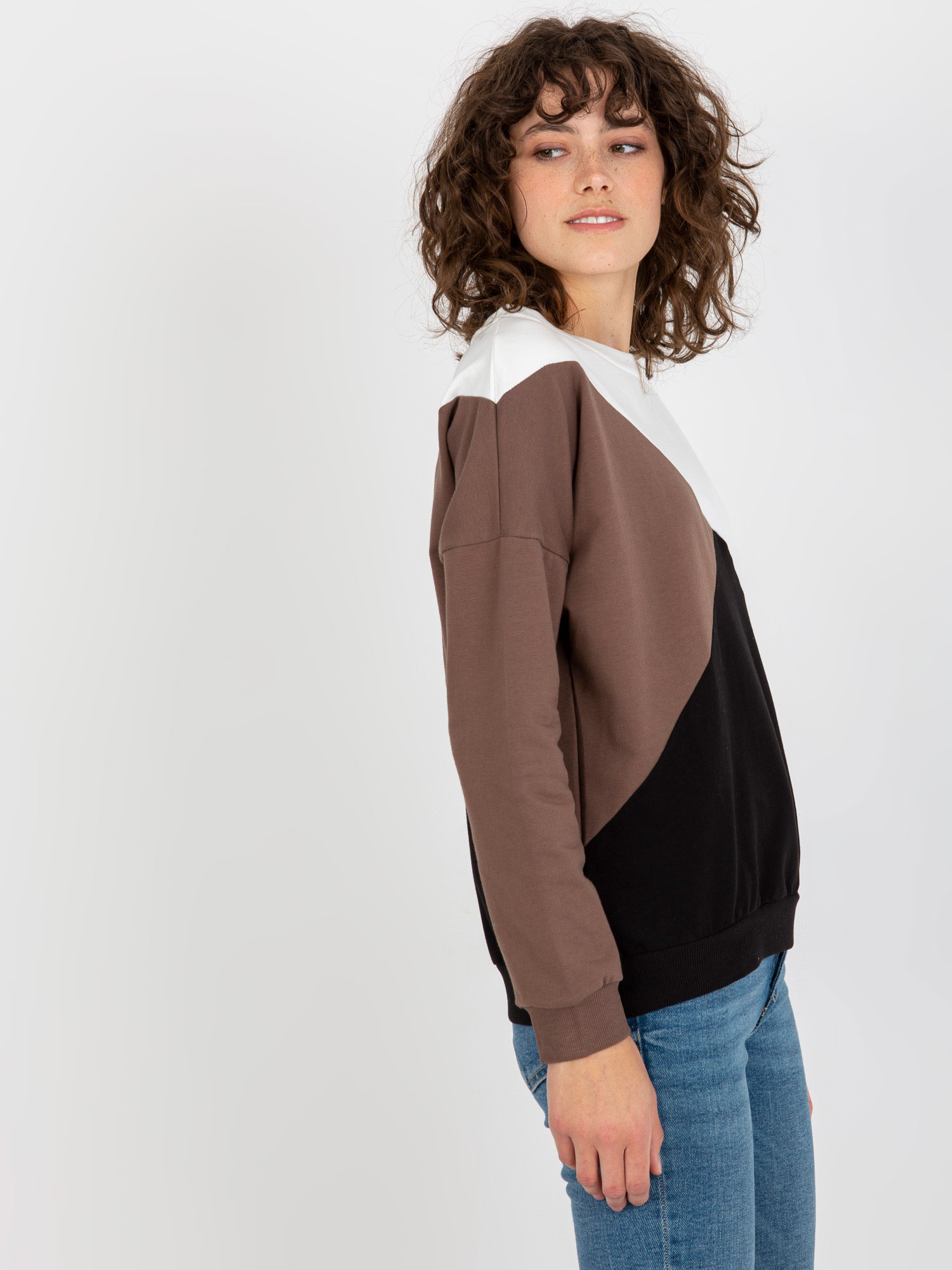 Biało-czarna bawełniana bluza basic bez kaptura
