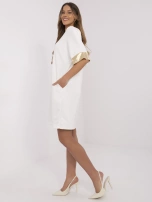Hurt Ecru dresowa sukienka oversize z krótkim rękawem