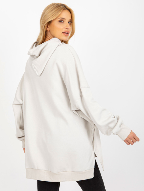 Hurt Jasnoszara długa bluza oversize z kapturem MAYFLIES